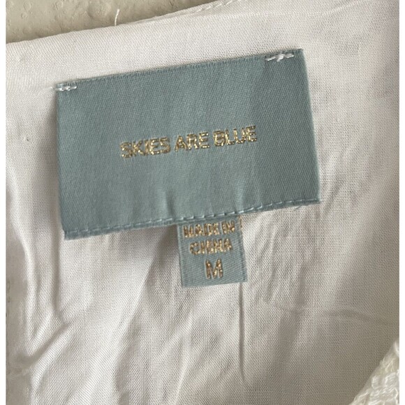 Skies Are Blue Ivory Laced Dress M Embroidered Sheer Sleeves Womens - Picture 10 of 13